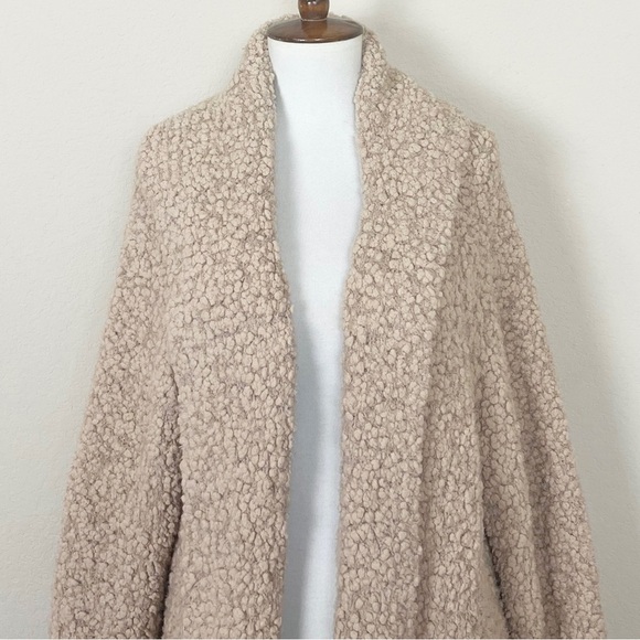 Barefoot Dreams Boucle Tan Shawl Cardi Cardigan Sweater Shacket - Picture 4 of 15